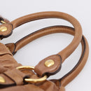 Miu Miu Hand Bag Leather 2way Brown Gold Tone Auth mr3024V-8