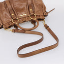 Miu Miu Hand Bag Leather 2way Brown Gold Tone Auth mr3024V-9
