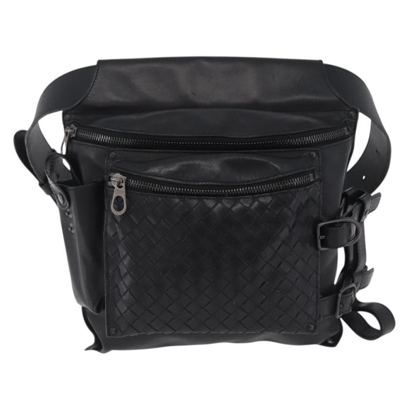 BOTTEGA VENETA INTRECCIATO Shoulder Bag Leather Black 121604 Auth mr3025