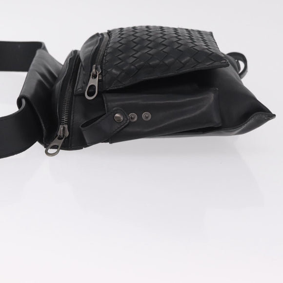 BOTTEGA VENETA INTRECCIATO Shoulder Bag Leather Black 121604 Auth mr3025