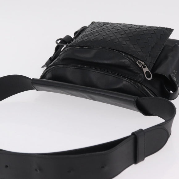 BOTTEGA VENETA INTRECCIATO Shoulder Bag Leather Black 121604 Auth mr3025