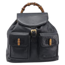 GUCCI Bamboo Backpack Leather Black Gold Tone 003 38 0016 Auth mr3026A-2