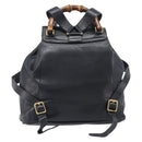 GUCCI Bamboo Backpack Leather Black Gold Tone 003 38 0016 Auth mr3026A-3