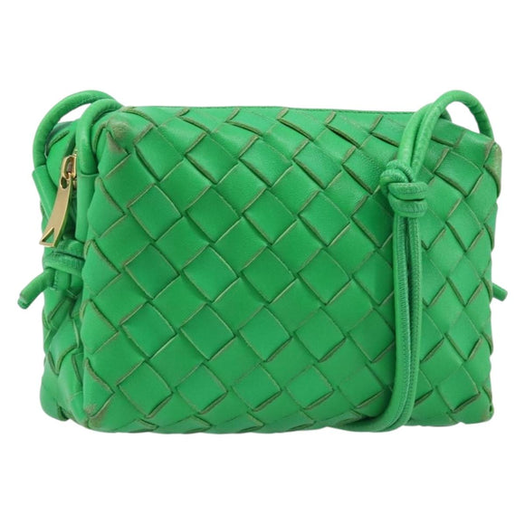 BOTTEGA VENETA INTRECCIATO Mini Barakito Shoulder Bag Leather Green Auth mr3028V