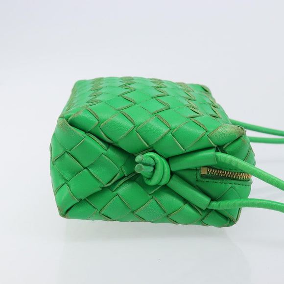 BOTTEGA VENETA INTRECCIATO Mini Barakito Shoulder Bag Leather Green Auth mr3028V