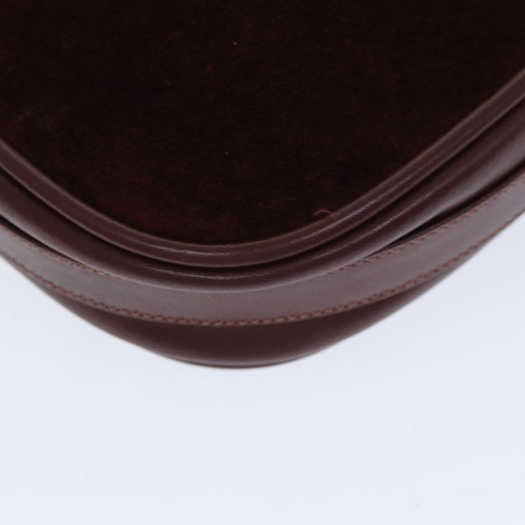 CARTIER Must Line Shoulder Bag Suede Wine Red Auth mr303