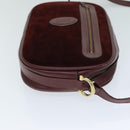 CARTIER Must Line Shoulder Bag Suede Wine Red Auth mr303-3