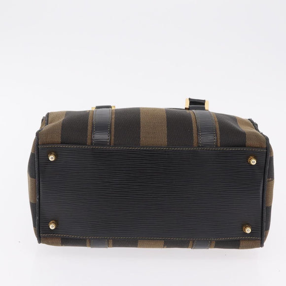 FENDI Pecan Mini Boston Bag Canvas 2way Brown Gold Tone Auth mr3030A