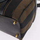 FENDI Pecan Mini Boston Bag Canvas 2way Brown Gold Tone Auth mr3030A-18
