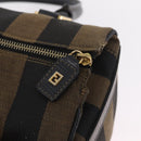 FENDI Pecan Mini Boston Bag Canvas 2way Brown Gold Tone Auth mr3030A-10