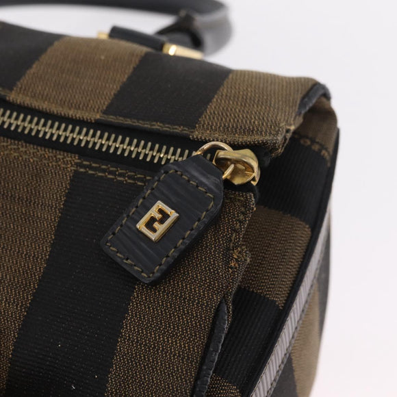 FENDI Pecan Mini Boston Bag Canvas 2way Brown Gold Tone Auth mr3030A