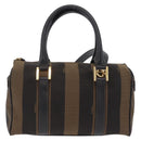 FENDI Pecan Mini Boston Bag Canvas 2way Brown Gold Tone Auth mr3030A-13