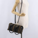 FENDI Pecan Mini Boston Bag Canvas 2way Brown Gold Tone Auth mr3030A-25
