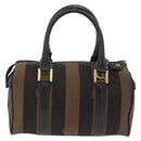 FENDI Pecan Mini Boston Bag Canvas 2way Brown Gold Tone Auth mr3030A-2