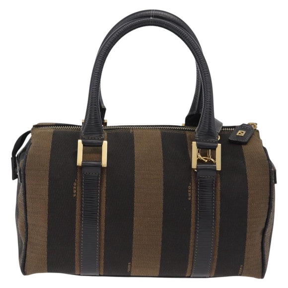 FENDI Pecan Mini Boston Bag Canvas 2way Brown Gold Tone Auth mr3030A
