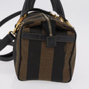 FENDI Pecan Mini Boston Bag Canvas 2way Brown Gold Tone Auth mr3030A-3