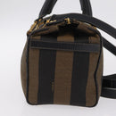 FENDI Pecan Mini Boston Bag Canvas 2way Brown Gold Tone Auth mr3030A-4