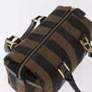 FENDI Pecan Mini Boston Bag Canvas 2way Brown Gold Tone Auth mr3030A-6