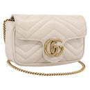 GUCCI Chain Shoulder Bag Leather Beige Gold Tone 476433 Auth mr3031V-1