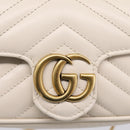 GUCCI Chain Shoulder Bag Leather Beige Gold Tone 476433 Auth mr3031V-15