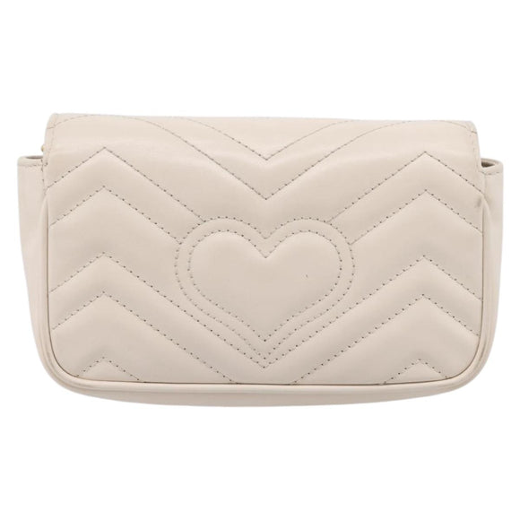 GUCCI Chain Shoulder Bag Leather Beige Gold Tone 476433 Auth mr3031V