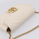 GUCCI Chain Shoulder Bag Leather Beige Gold Tone 476433 Auth mr3031V-6
