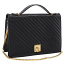 CELINE Hand Bag Leather 2way Black Gold Tone Auth mr3033V-1