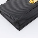 CELINE Hand Bag Leather 2way Black Gold Tone Auth mr3033V-15