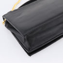 CELINE Hand Bag Leather 2way Black Gold Tone Auth mr3033V-17