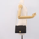 CELINE Hand Bag Leather 2way Black Gold Tone Auth mr3033V-25