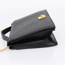 CELINE Hand Bag Leather 2way Black Gold Tone Auth mr3033V-3