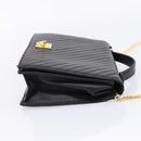 CELINE Hand Bag Leather 2way Black Gold Tone Auth mr3033V-4