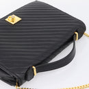CELINE Hand Bag Leather 2way Black Gold Tone Auth mr3033V-6