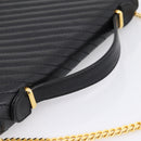 CELINE Hand Bag Leather 2way Black Gold Tone Auth mr3033V-7