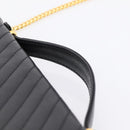 CELINE Hand Bag Leather 2way Black Gold Tone Auth mr3033V-8