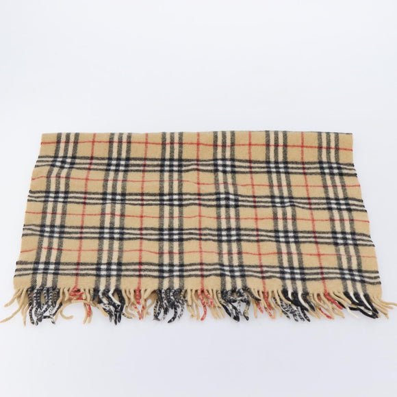 BURBERRY Nova Check Scarf Wool Beige Auth mr3035
