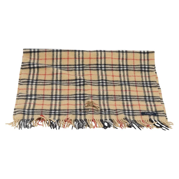 BURBERRY Nova Check Scarf Wool Beige Auth mr3035