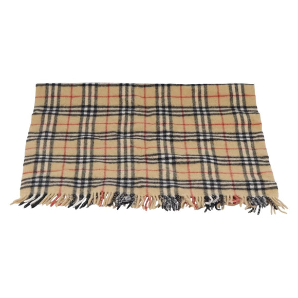 BURBERRY Nova Check Scarf Wool Beige Auth mr3035