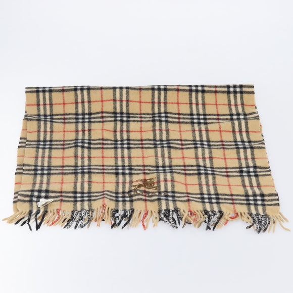 BURBERRY Nova Check Scarf Wool Beige Auth mr3035