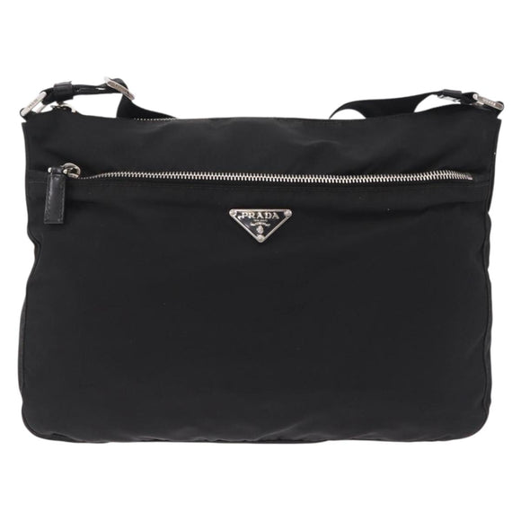 PRADA Shoulder Bag Nylon Black Silver Auth mr3036A