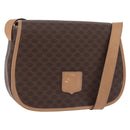 CELINE Macadam Shoulder Bag PVC Brown Gold Tone Auth mr3037A-1
