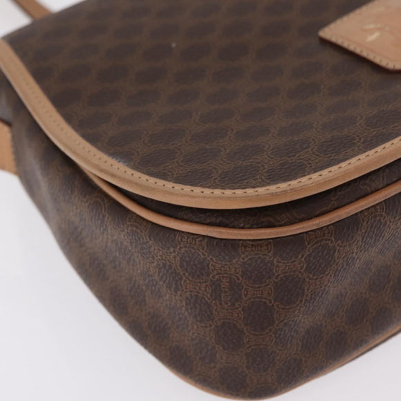 CELINE Macadam Shoulder Bag PVC Brown Gold Tone Auth mr3037A