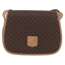 CELINE Macadam Shoulder Bag PVC Brown Gold Tone Auth mr3037A-13