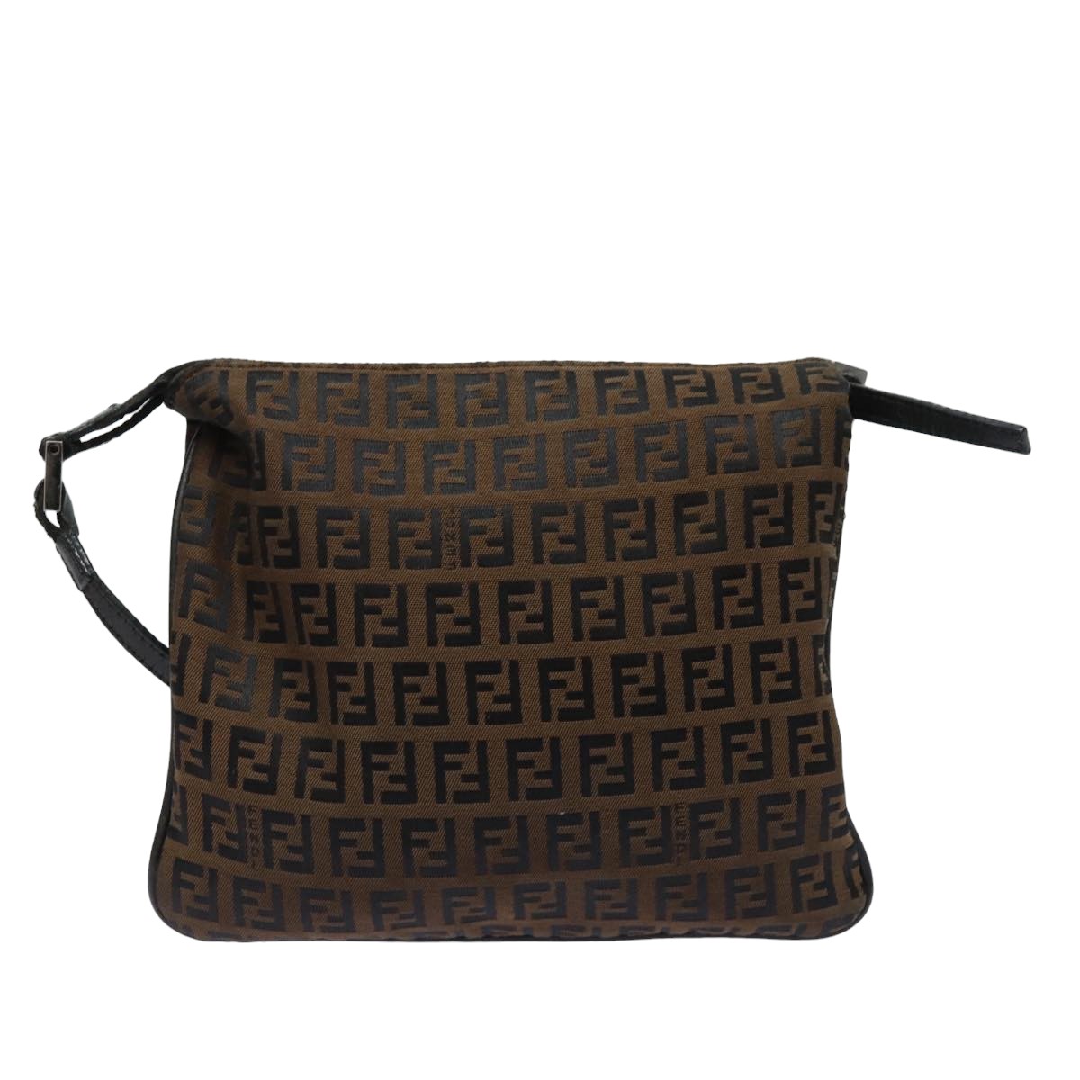 FENDI Zucchino Canvas Shoulder Bag Brown Auth mr304 - 0