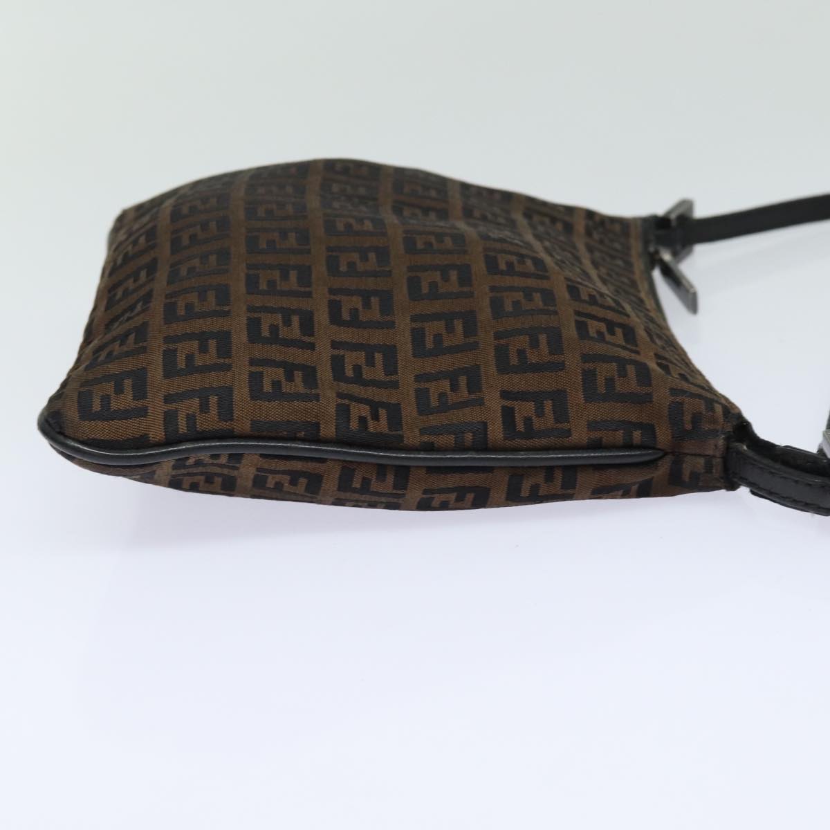 FENDI Zucchino Canvas Shoulder Bag Brown Auth mr304