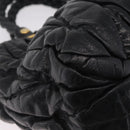 Miu Miu Hand Bag Leather Black Gold Tone Auth mr3040A-14