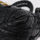 Miu Miu Hand Bag Leather Black Gold Tone Auth mr3040A-15
