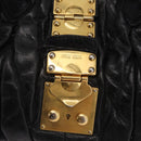 Miu Miu Hand Bag Leather Black Gold Tone Auth mr3040A-18