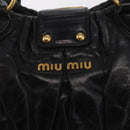 Miu Miu Hand Bag Leather Black Gold Tone Auth mr3040A-19