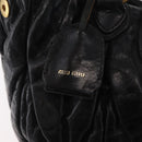 Miu Miu Hand Bag Leather Black Gold Tone Auth mr3040A-20